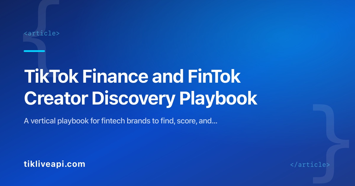TikTok Finance and FinTok Creator Discovery Playbook