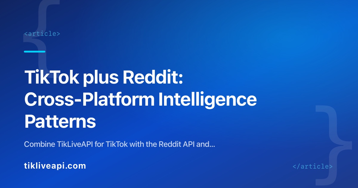 TikTok plus Reddit: Cross-Platform Intelligence Patterns